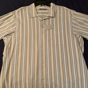 XxxNEW Daniel Cremieux Signature Collection, Striped dark stone color shirt